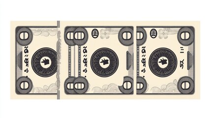 Obraz premium Three stacked stylized dollar bills