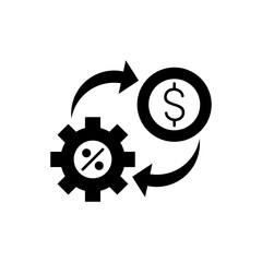 The icon depicts a gear with dollars and arrows.