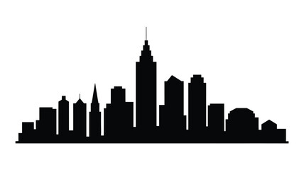 Fototapeta premium Black and White Silhouette of a City Skyline on White Background