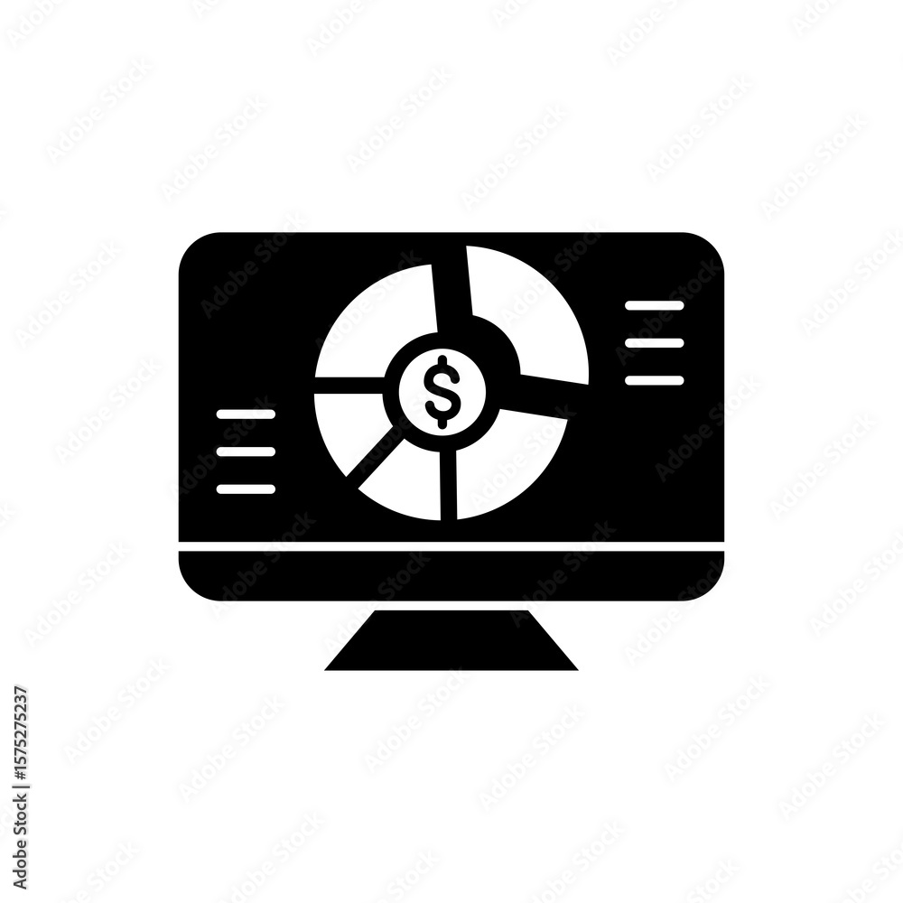 Fototapete the icon shows a computer with statistics, representing data analysis, business growth insights, and