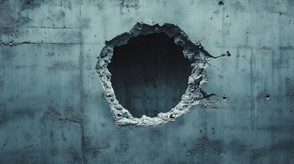 Concrete wall with hole texture background damaged grunge urban construction architecture backdrop demolition 100