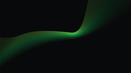 Dark Background with Smooth Green Curve Line Pattern for Futuristic, Elegant, and Tech-Inspired Design