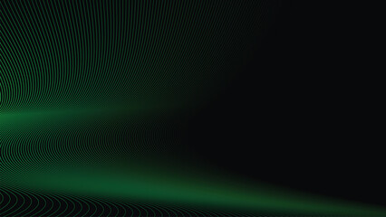Dark Background with Smooth Green Curve Line Pattern for Futuristic, Elegant, and Tech-Inspired Design