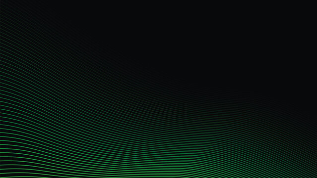 Dark Background with Smooth Green Curve Line Pattern for Futuristic, Elegant, and Tech-Inspired Design