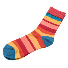 A Single Stripe of Joy A Colorful Knit Sock isolated on transparent baackground