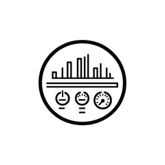 Obraz premium Black Circle Outline Featuring Data Bars and Gauges on Transparent Background