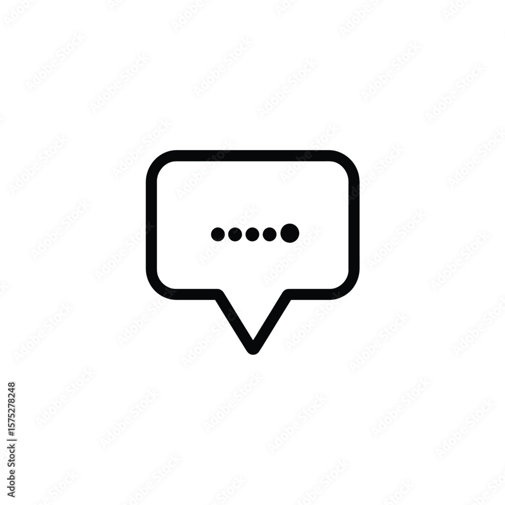 Poster black outline of a message box with ellipsis on a transparent background