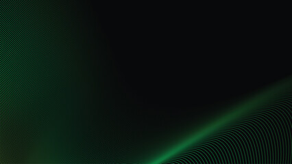 Dark Background with Smooth Green Curve Line Pattern for Futuristic, Elegant, and Tech-Inspired Design
