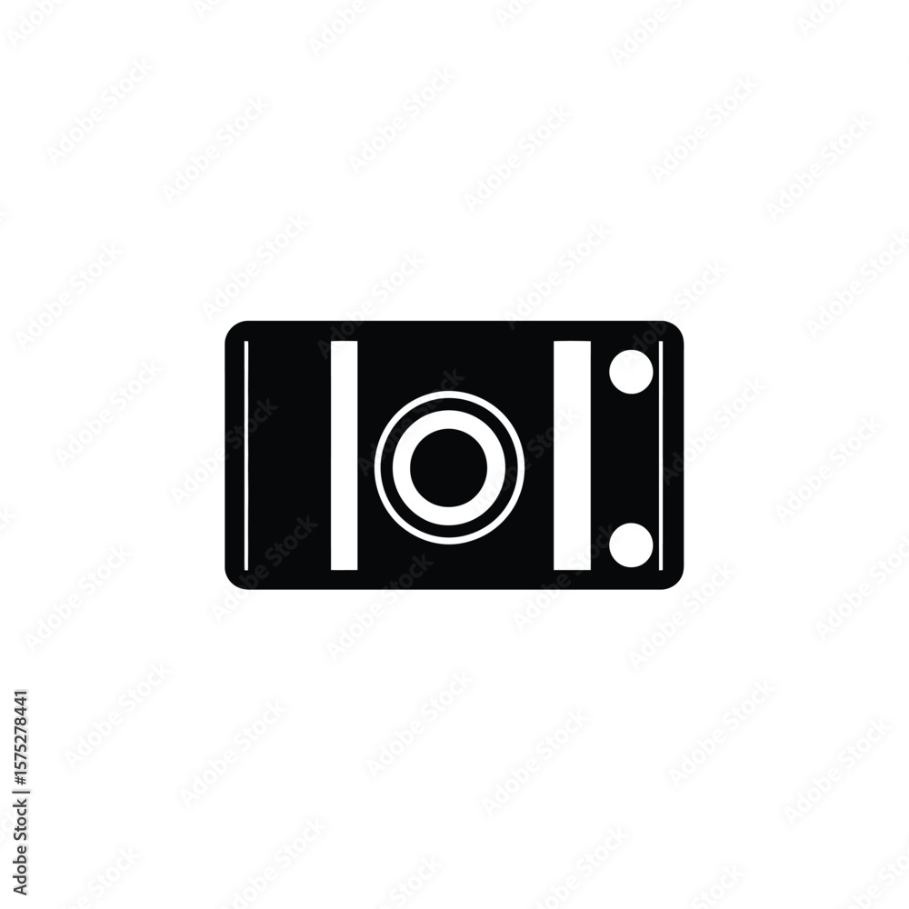 Poster black rectangular element with rounded corners and circle details isolated