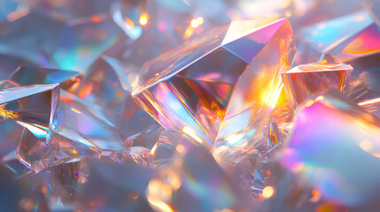 Abstract crystal background with iridescent light effects for wallpaper and design elements use 3d render 100k
