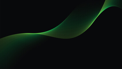 Dark Background with Smooth Green Curve Line Pattern for Futuristic, Elegant, and Tech-Inspired Design