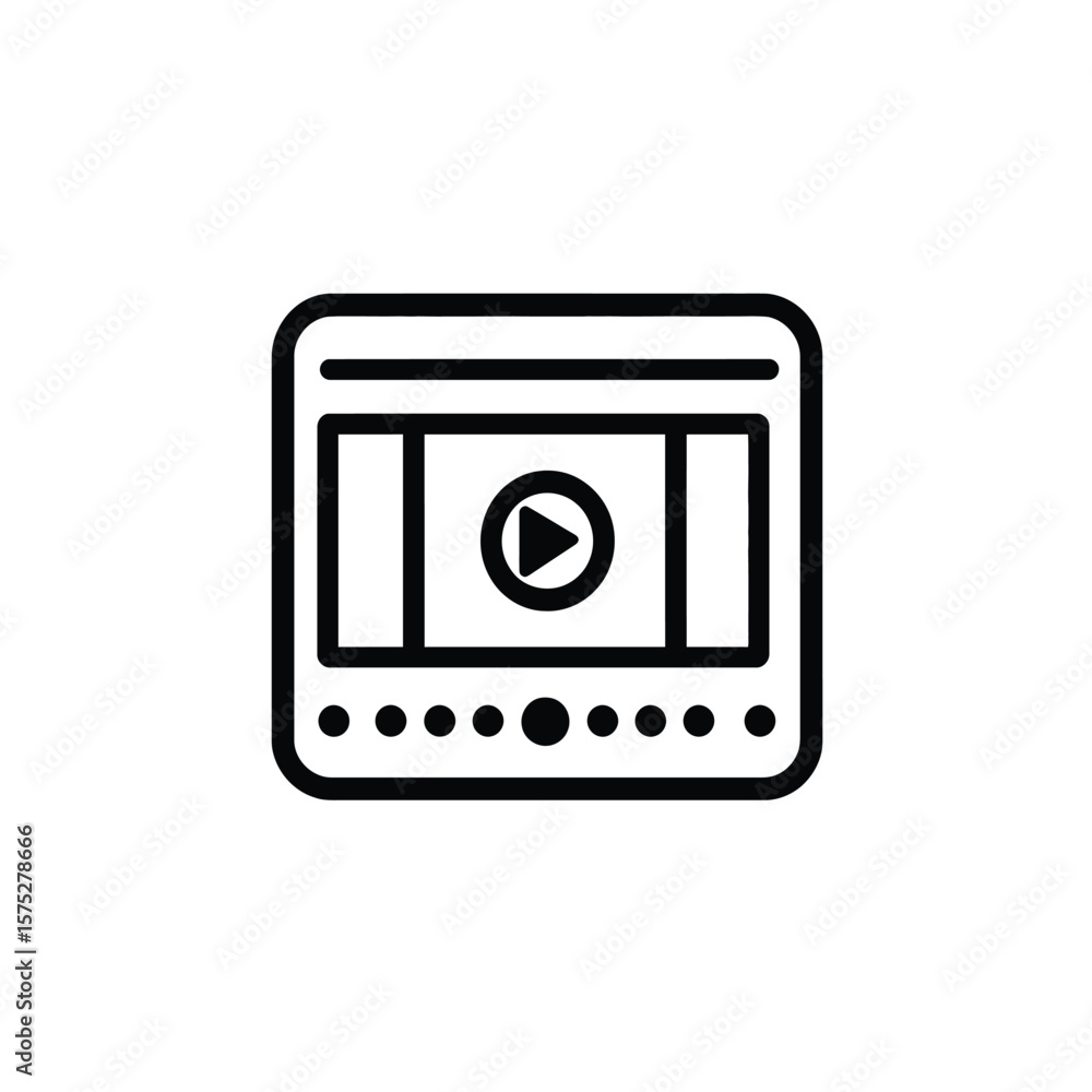 Aufkleber black video player device with play button on transparent background icon