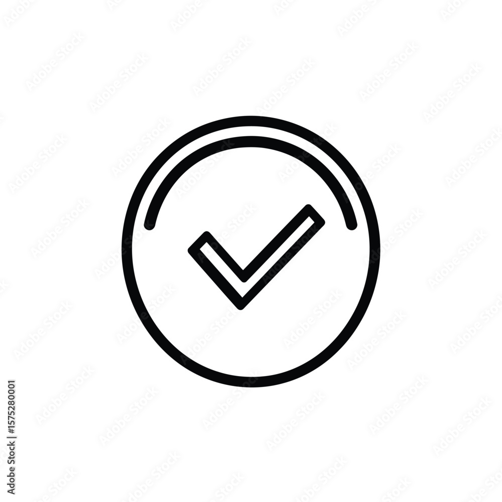 Poster check mark inside circle outline isolated on white transparent background icon