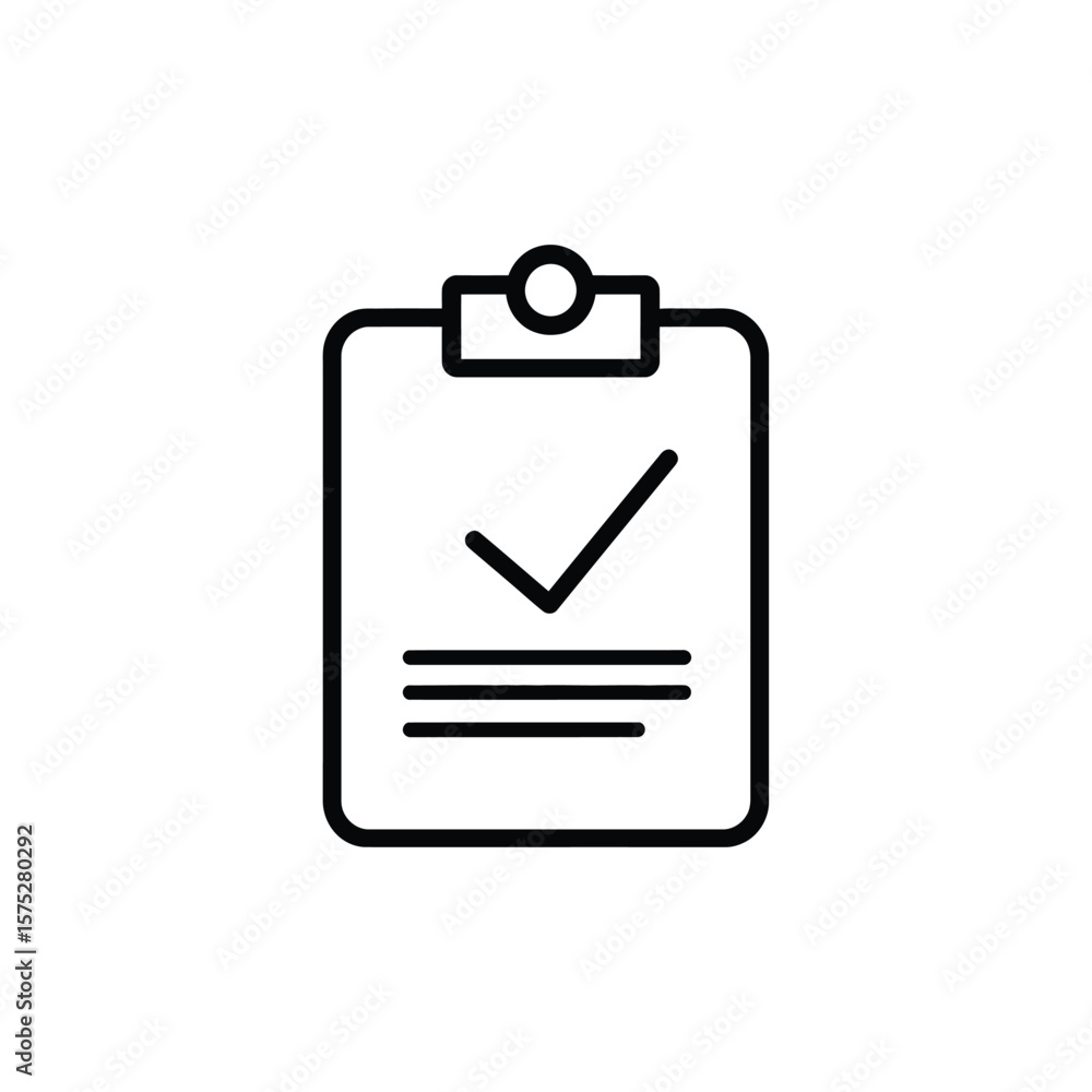 Poster clipboard outline with checkmark on transparent background approval icon