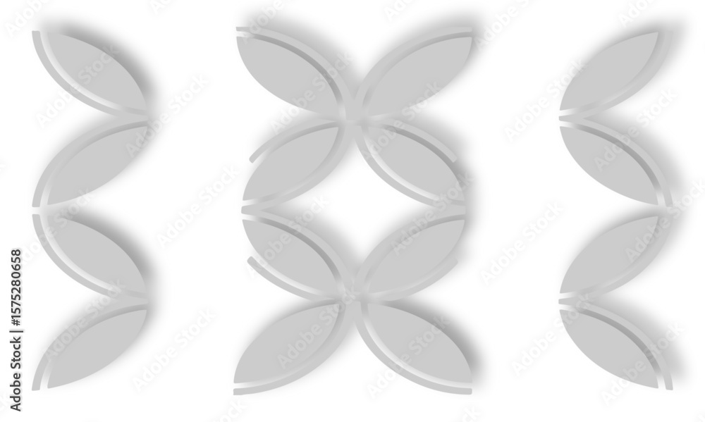 Poster abstract arrangement of gray petal shapes forming a repeating pattern on a white background design e