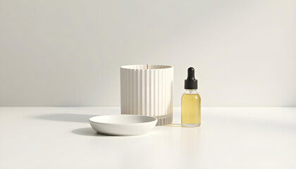 white candle in minimalist style home setting. Clean and aesthetic, self care, balanced wellness vibe. Calm, chill, relaxing, zen vibe with flower and sunlight. self care, meditation, lifestyle.