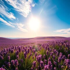 Fototapeta premium lavender field at sunrise
