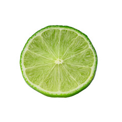 lime slice on white background, close-up.