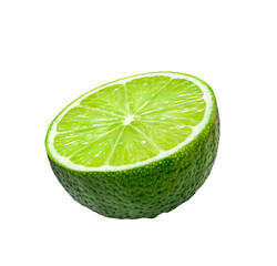 half lime slice isolated on white background.