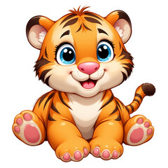 Adorable Baby Tiger Cartoon – Playful Digital Art for Kids