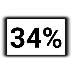 black color Discount and percent sign icon number 34%