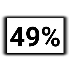 black color Discount and percent sign icon number 49%