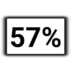 black color Discount and percent sign icon number 57%