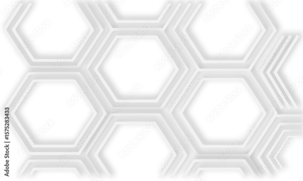 Aufkleber White background showcasing  layered hexagonal pattern  with soft shadows and clean lines design element.
