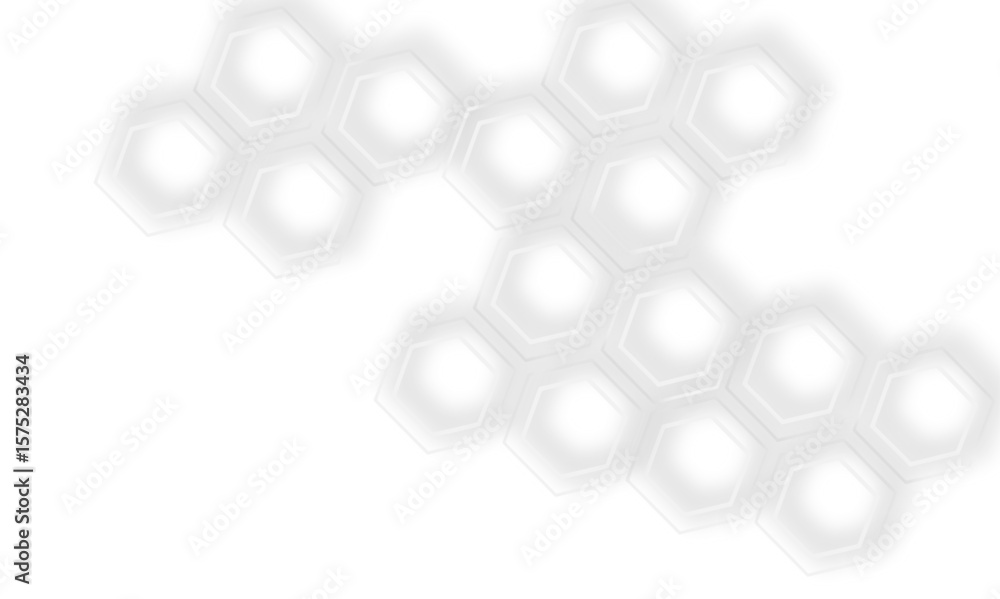 Aufkleber White background showcasing  layered hexagonal pattern  with soft shadows and clean lines design element.