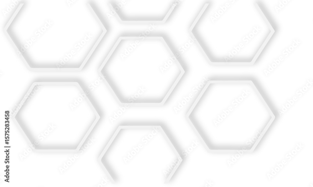 Aufkleber White background showcasing  layered hexagonal pattern  with soft shadows and clean lines design element.