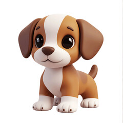 3D puppy icon isolated on transparent background. PNG