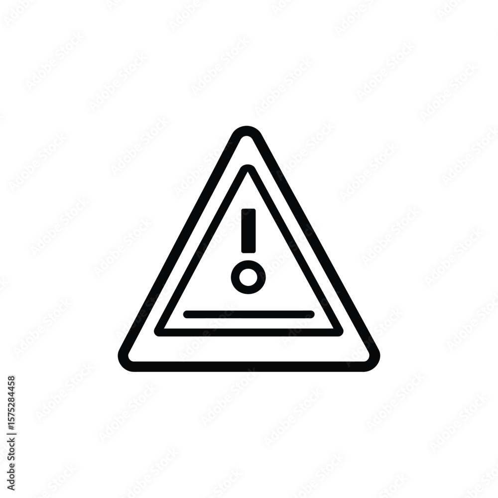 Poster alert outline in triangle, exclamation point line icon with white background