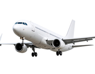 White Commercial Jet Airliner in Flight, Transparent PNG
