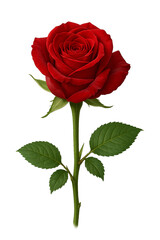 Single Red Rose Stem