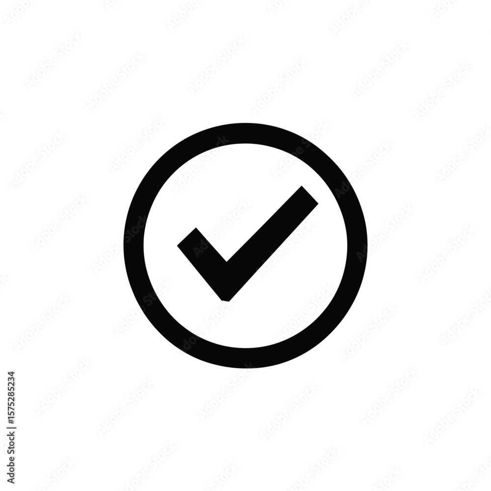Poster black check mark inside circle isolated on transparent background