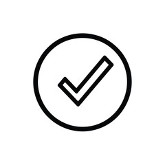 Black circular checkmark icon inside ring on transparent background for user interfaces