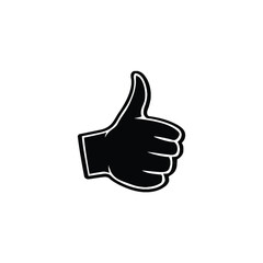 Black Thumb Up With White Contour On Transparent Background Hand Sign