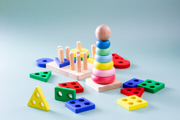 Colorful Wooden Toy Set for Kids with Stackable Rings and Shapes