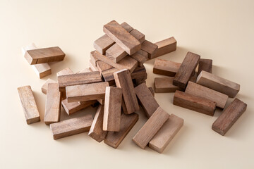 Pile of Wooden Blocks on a Light Surface for Creative Projects