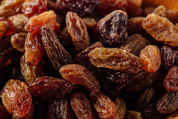 Assorted Dry Fruits with Focus on Golden and Dark Raisins