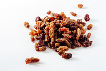 Assorted Dried Fruits in a Pile on a White Background