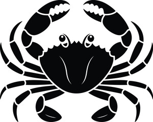 Black crab with raised claws white illustration