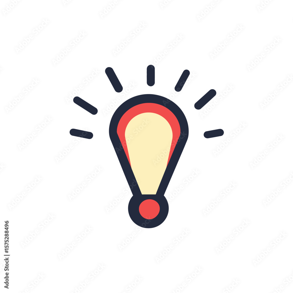Poster glowing lightbulb with rays on transparent background icon