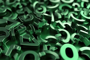 Ones and zeros create a seamless pattern on a vibrant green background, Ones and zeros green background 3D render seamless