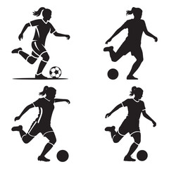 Female Soccer Player Icon Graphic Silhouette Vector Design
