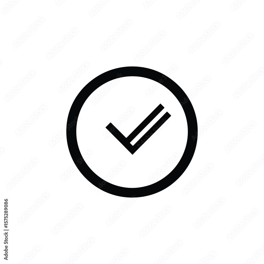 Poster isolated black check mark inside round circle on white background design element