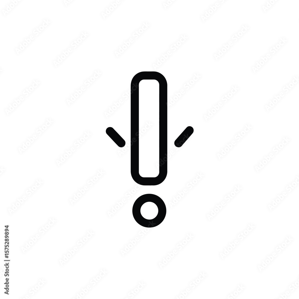 Poster isolated glyph exclamation mark with extensions symbol on transparent background