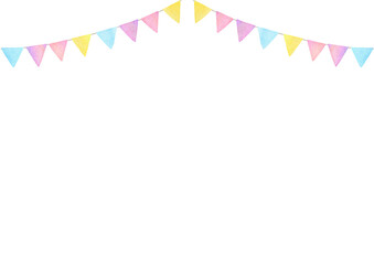 水彩で描いたカラフルなガーランドイラスト