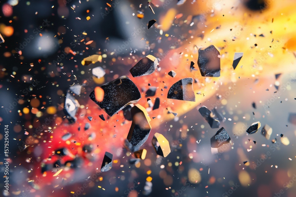 Poster Dynamic display of abstract particles in vivid colors creates an engaging visual experience, Digital screen with abstract particles