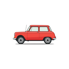 Fototapeta premium Isolated Red Cartoon Car on Transparent Background, Auto Mobile